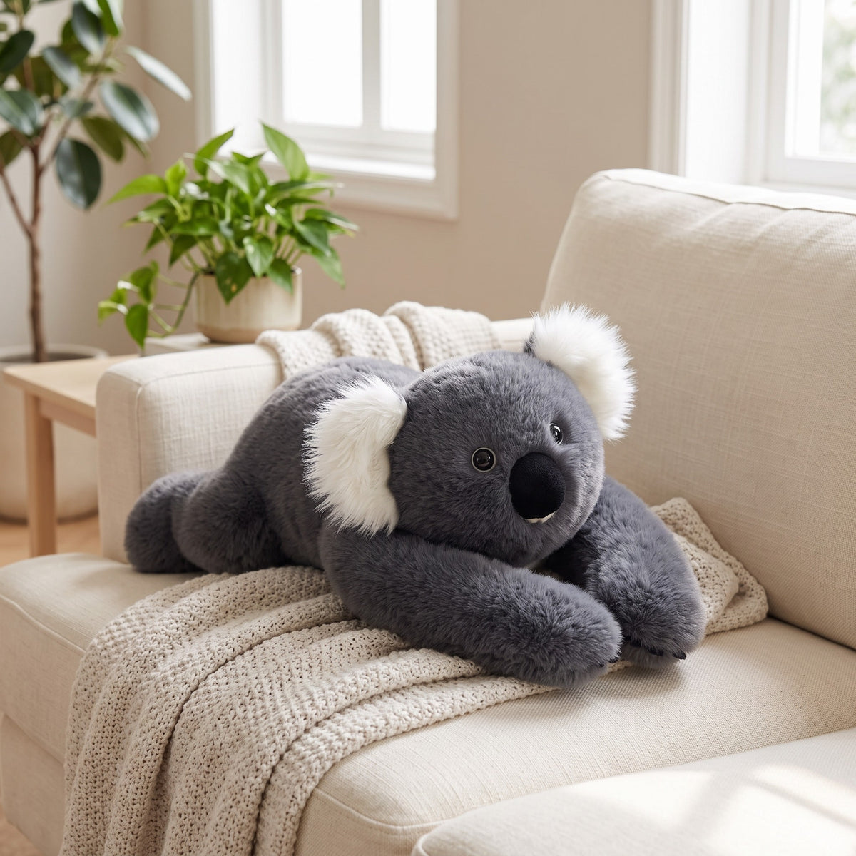 Gewichtskuscheltier Koala auf dem Sofa