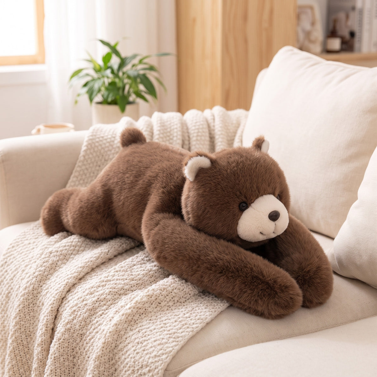 Gewichtskuscheltier Bär auf dem Sofa