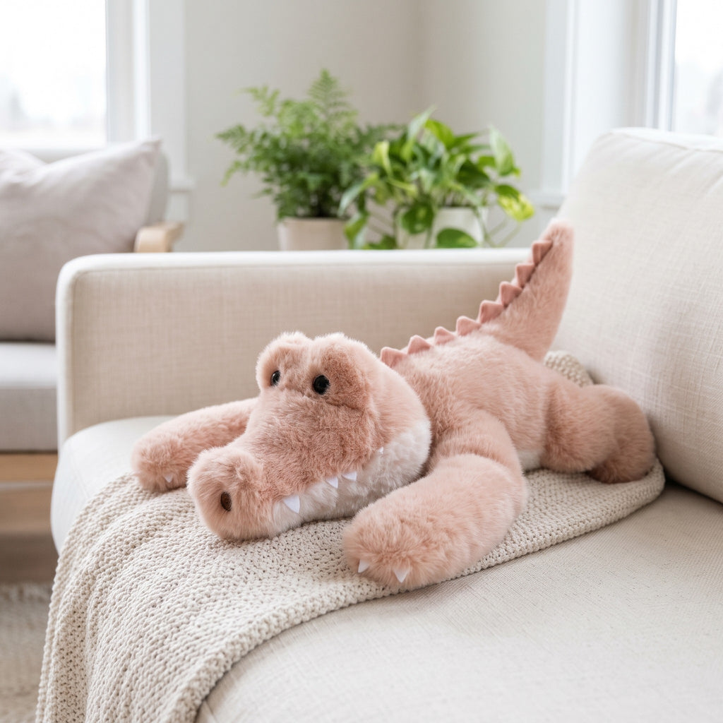 Gewichtskuscheltier Krokodil auf dem Sofa