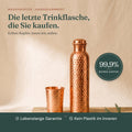 Kupfer-Trinkflasche mit Becher, 99,9% reines Kupfer, lebenslange Garantie, kein Plastik im Inneren