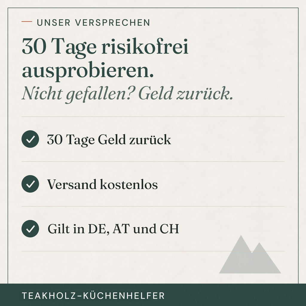 30 Tage Geld-zurück-Garantie und kostenloser Versand, gilt in DE, AT und CH